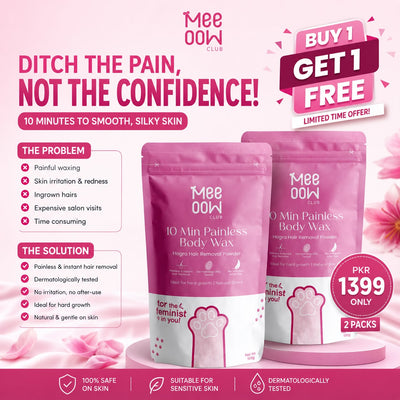 Meeoow Club 10 Minute Painless Body Wax Orange Hair Removal Powder for Women. Buy 1 Get 1 Free.